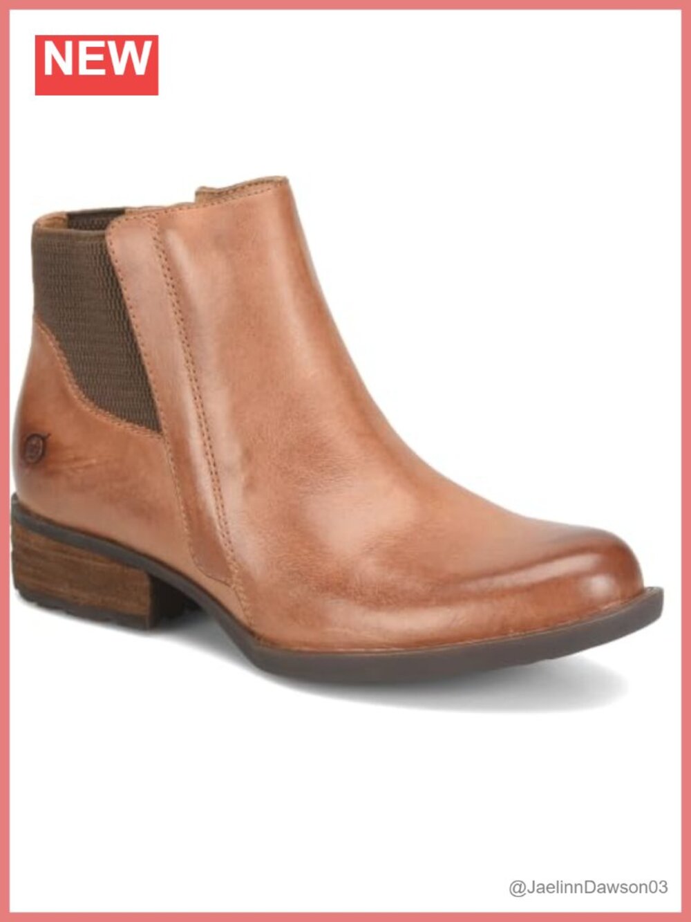 Leather Chelsea Ankle Boots Round Toe Slip On Block Heel Fall Booties
